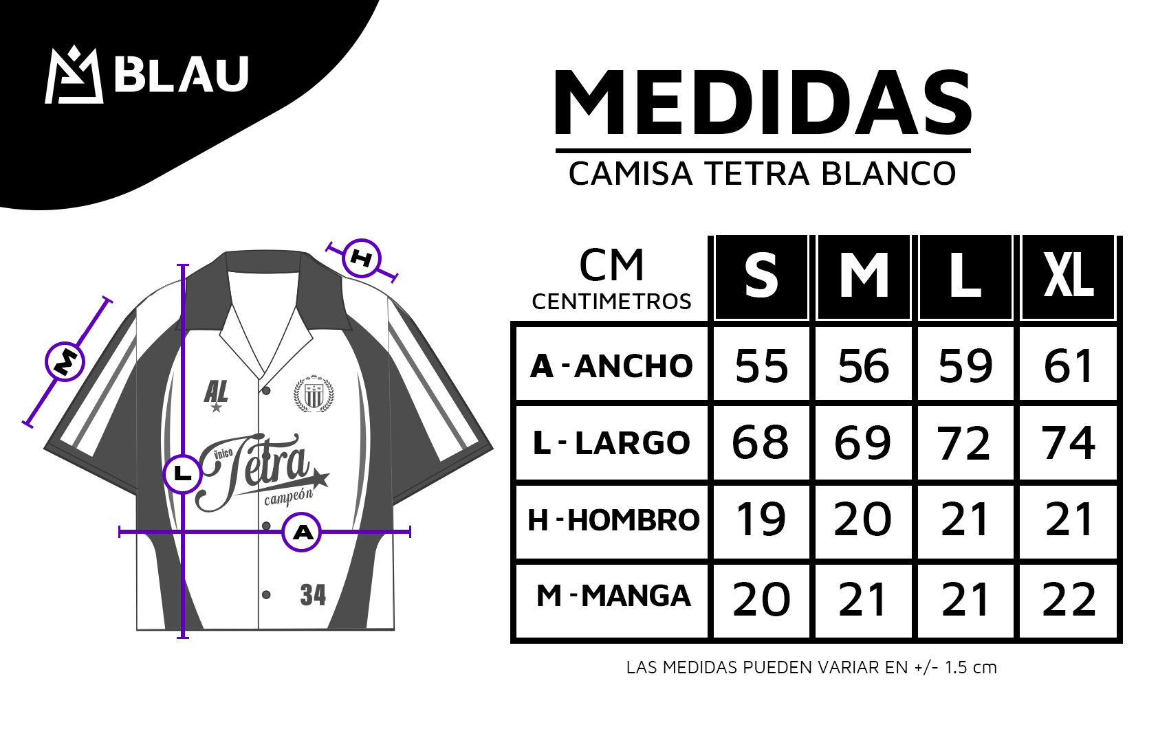 MEDIDAS DE TALLAS CAMISA BLANCA