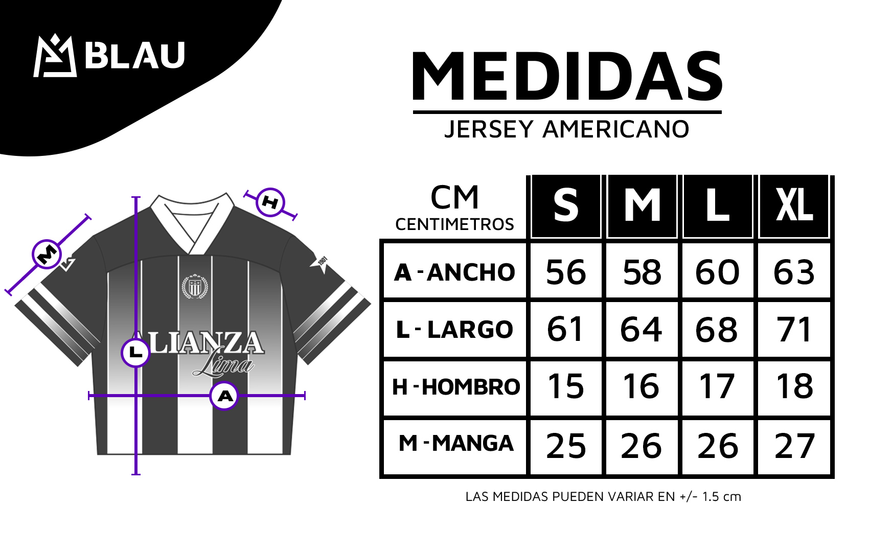 MEDIDAS DE TALLAS JERSEY