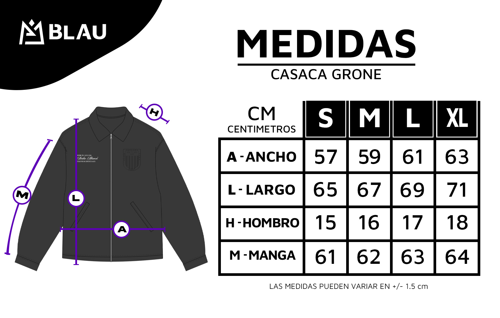 MEDIDAS CASACA