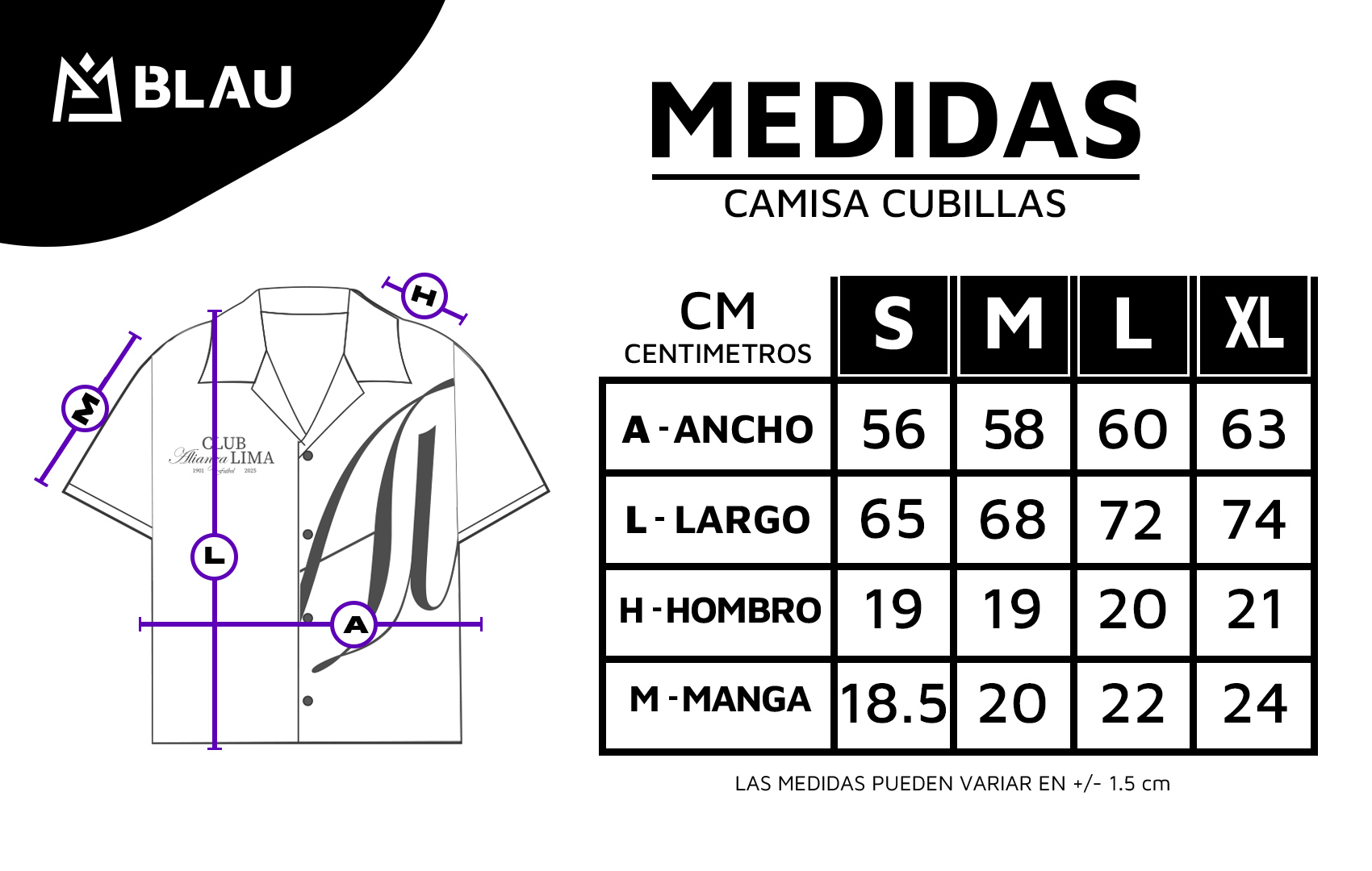 CAMISA GRONE VERTICAL MEDIDAS TALLAS