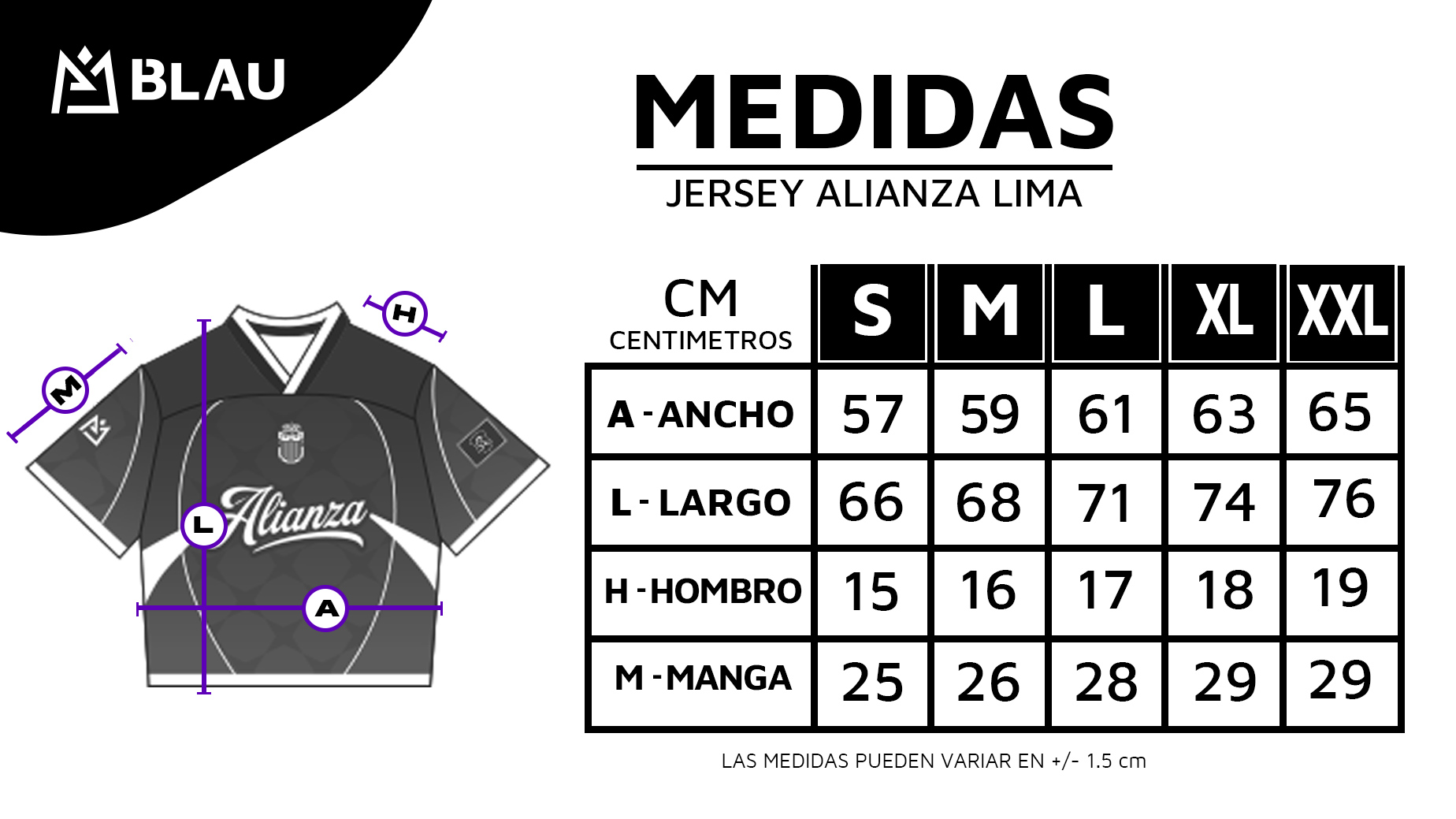 MEDIDAS DE TALLAS JERSEY